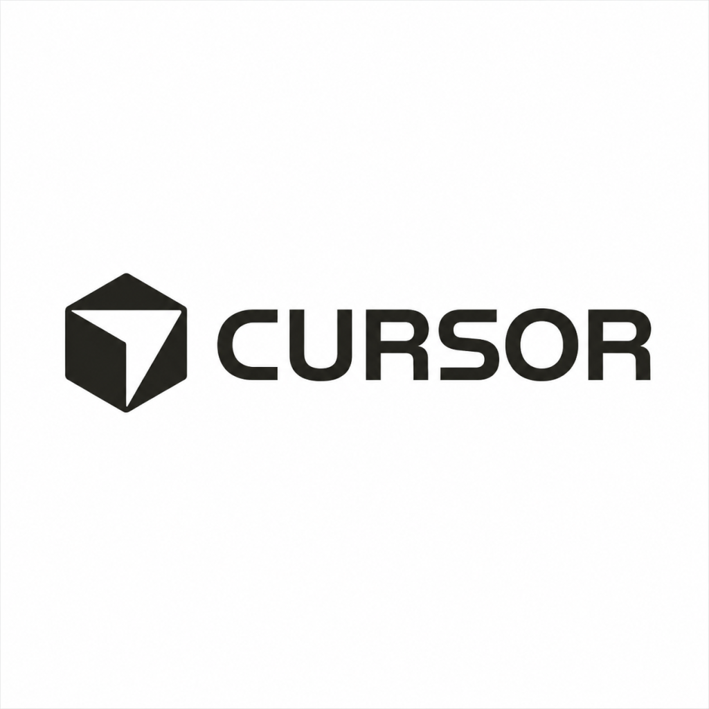 Cursor brand logo: a black hexagon with a white triangular cutout, placed before the bold word CURSOR