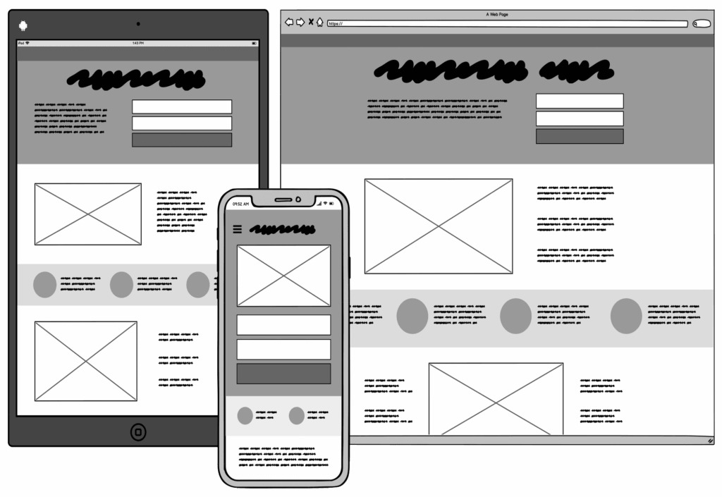 Вайрфреймы и макеты UX/UI дизайна для разных устройств